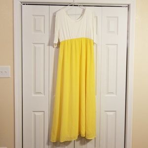 Pinkblush yellow three quarter sleeve maxi dress